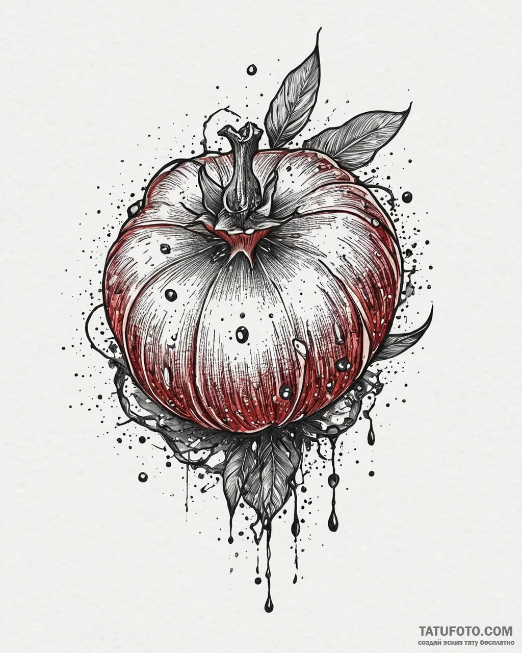 A close-up of a pomegranate, with its seeds e... - эскиз тату (№1753707729_0, 28.07.2025 13:02) — Tatufoto.com