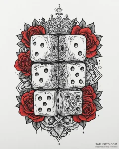 Tattoo design a pair of dice with crowns on t... - эскиз тату (№1753709764_0, 28.07.2025 13:36) — Tatufoto.com