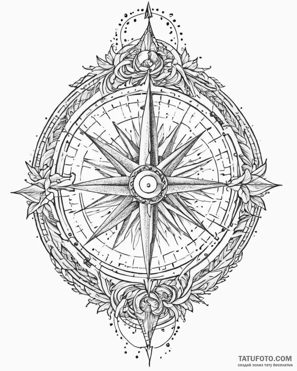 Tattoo sketch a compass whose needle always p... - эскиз тату (№1753709969_0, 28.07.2025 13:39) — Tatufoto.com