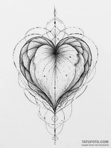 Tattoo sketch a delicate geometric heart, com... - эскиз тату (№1753711772_0, 28.07.2025 14:09) — Tatufoto.com