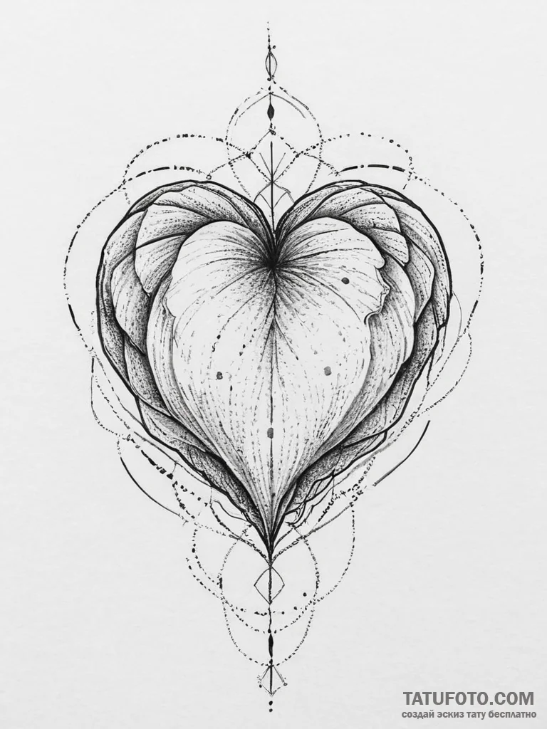 Tattoo sketch a delicate geometric heart, com... - эскиз тату (№1753711772_0, 28.07.2025 14:09) — Tatufoto.com