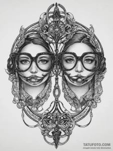 Tattoo design a pair of gaming glasses reflec... - эскиз тату (№1753713132_0, 28.07.2025 14:32) — Tatufoto.com