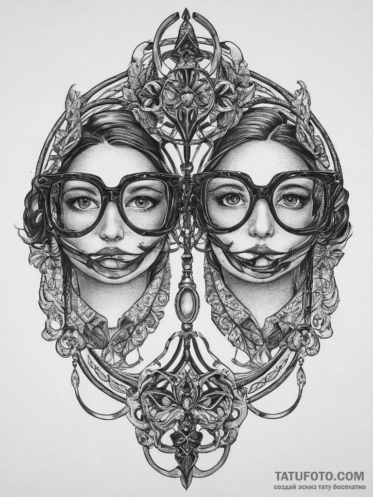 Tattoo design a pair of gaming glasses reflec... - эскиз тату (№1753713132_0, 28.07.2025 14:32) — Tatufoto.com