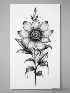 Tattoo design a flower where the stem is a pi… — эскиз тату (№1753715262_0, 28.07.2025 15:07) — Tatufoto.com