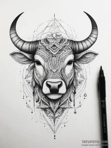 Tattoo design a taurus bull in neo-traditiona… — эскиз тату (№1753716233_0, 28.07.2025 15:23) — Tatufoto.com
