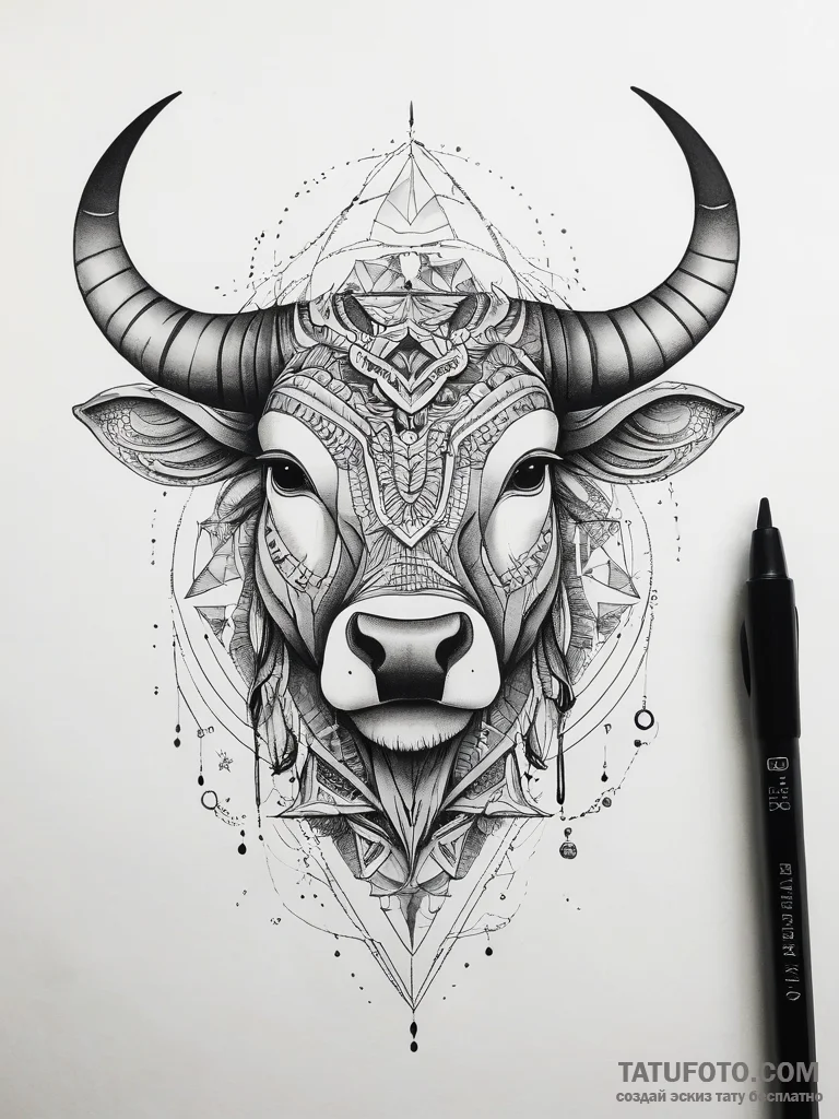 Tattoo design a taurus bull in neo-traditiona... - эскиз тату (№1753716233_0, 28.07.2025 15:23) — Tatufoto.com