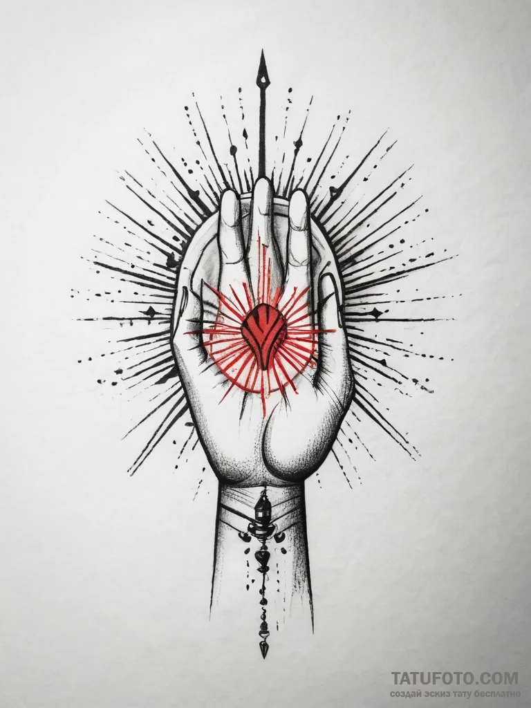 Tattoo design a neo-traditional hand holding... - эскиз тату (№1753717990_0, 28.07.2025 15:53) — Tatufoto.com