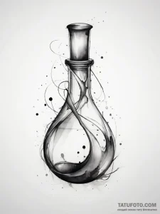Klein bottle, concept art for tattoo, waterco... - эскиз тату (№1753737996_0, 28.07.2025 21:26) — Tatufoto.com