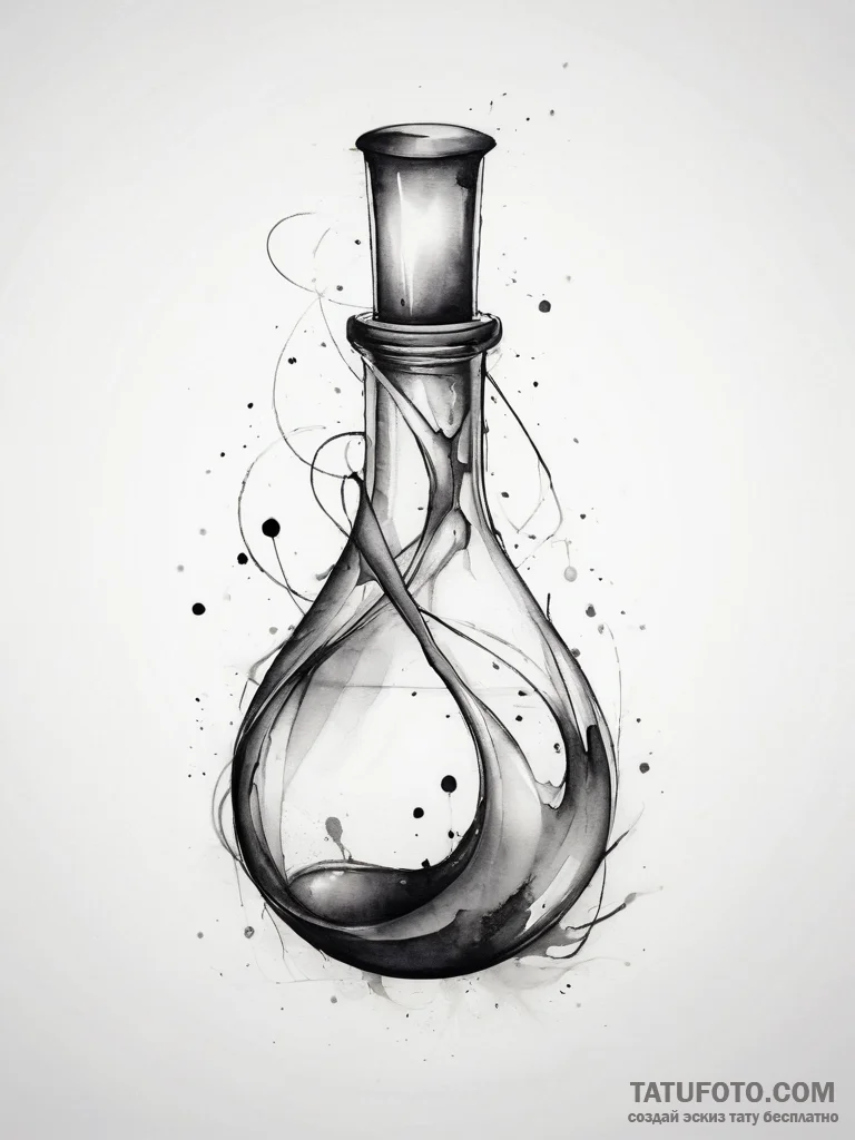 Klein bottle, concept art for tattoo, waterco... - эскиз тату (№1753737996_0, 28.07.2025 21:26) — Tatufoto.com