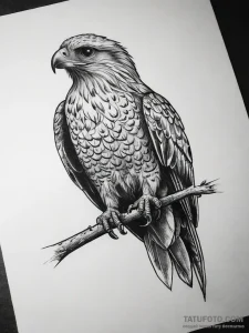Hawk, tattoo flash sheet design, on a clean w... - эскиз тату (№1753738070_0, 28.07.2025 21:27) — Tatufoto.com
