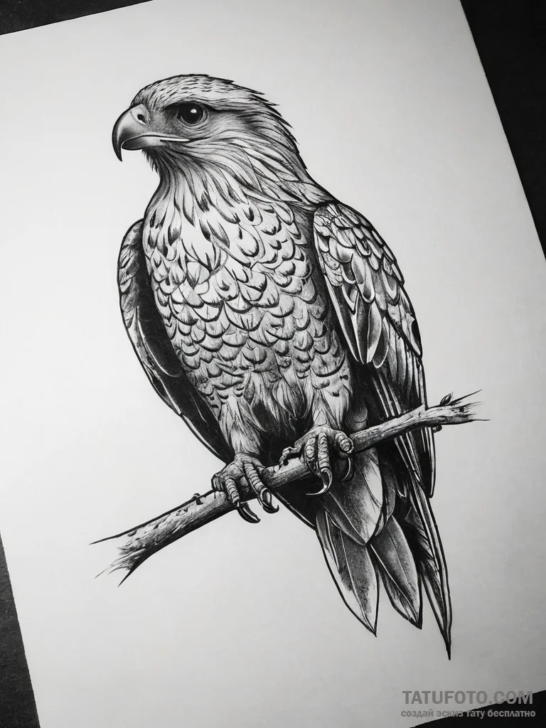 Hawk, tattoo flash sheet design, on a clean w... - эскиз тату (№1753738070_0, 28.07.2025 21:27) — Tatufoto.com