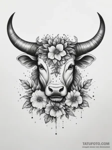 Tattoo design a delicate taurus bull silhouet... - эскиз тату (№1753739933_0, 28.07.2025 21:58) — Tatufoto.com