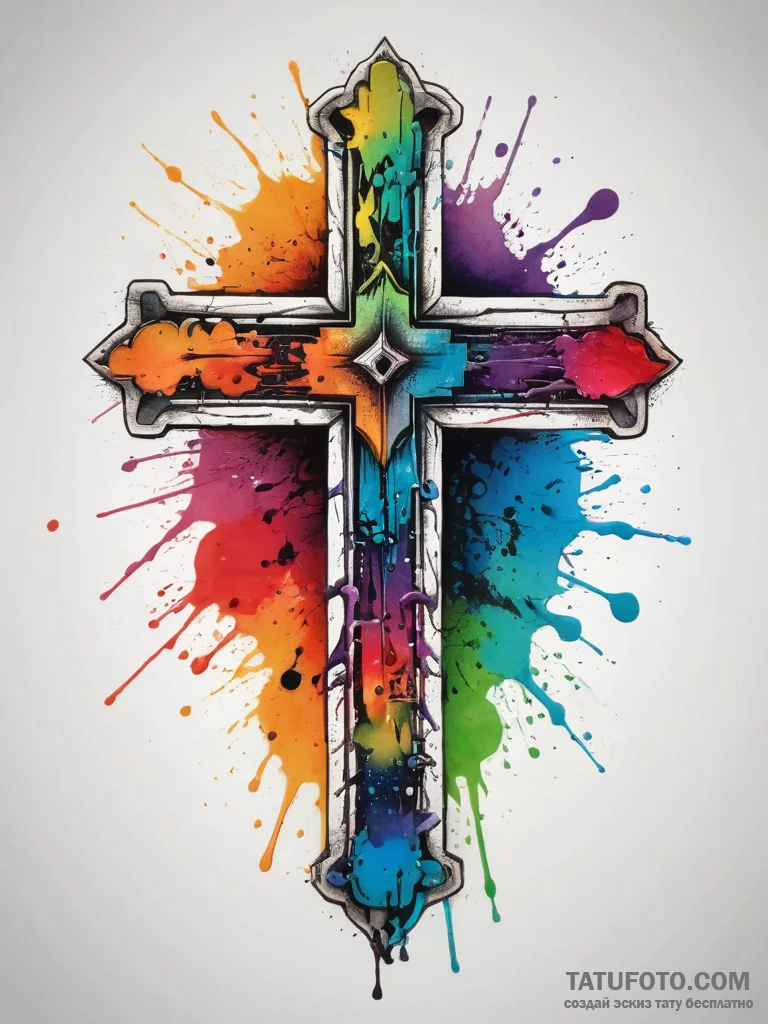 A well-used, paint-splattered artist's palett... - эскиз тату (№1753740883_0, 28.07.2025 22:14) — Tatufoto.com