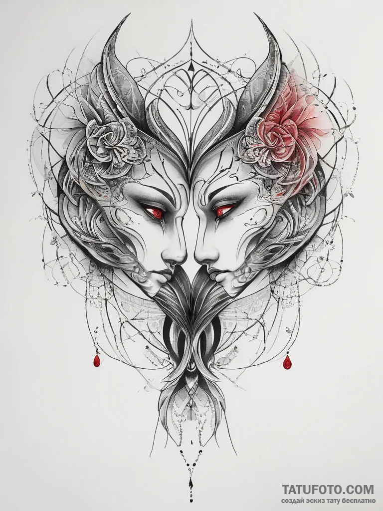 Tattoo design a subtle representation of two... - эскиз тату (№1753742042_0, 28.07.2025 22:34) — Tatufoto.com