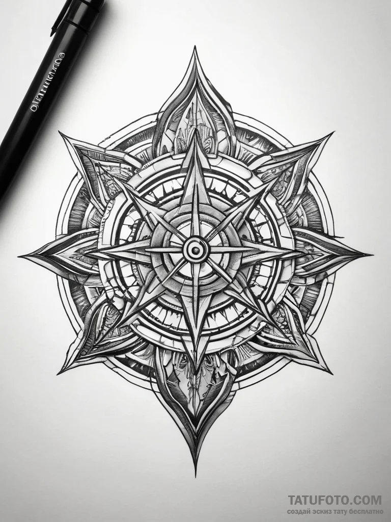 Tattoo sketch: a svarozhich depicted as a bra... - эскиз тату (№1753742236_0, 28.07.2025 22:37) — Tatufoto.com