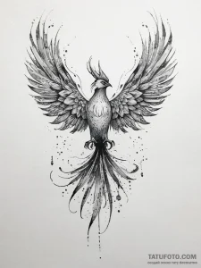 Tattoo design a watercolor phoenix, ethereal... - эскиз тату (№1753742430_0, 28.07.2025 22:40) — Tatufoto.com