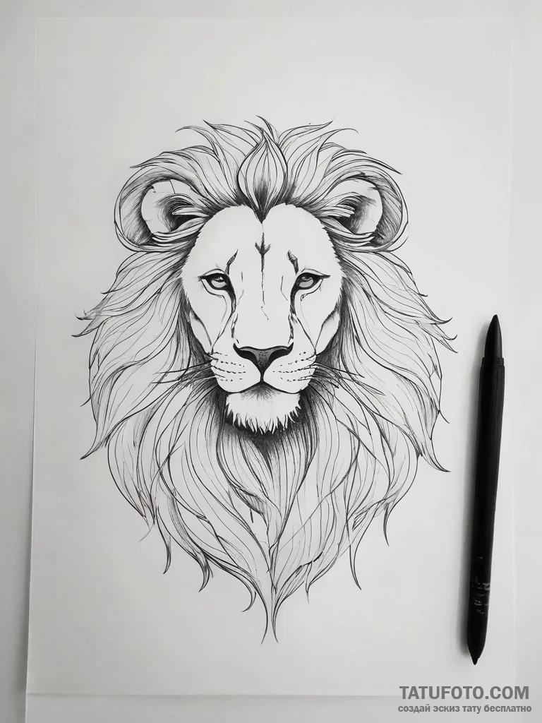 Tattoo sketch a subtle leo lion outline, with... - эскиз тату (№1753743009_0, 28.07.2025 22:50) — Tatufoto.com