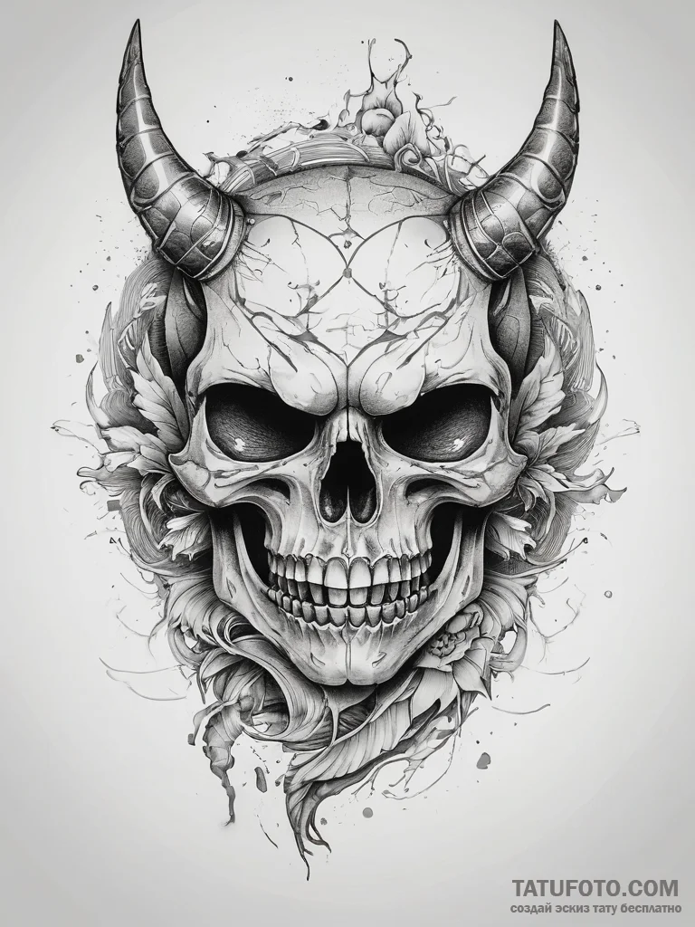 A shattered mirror reflecting a skull, tattoo... - эскиз тату (№1753743205_0, 28.07.2025 22:53) — Tatufoto.com
