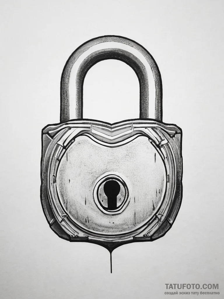 A detailed shot of an old, rusted padlock., t... - эскиз тату (№1753744174_0, 28.07.2025 23:09) — Tatufoto.com