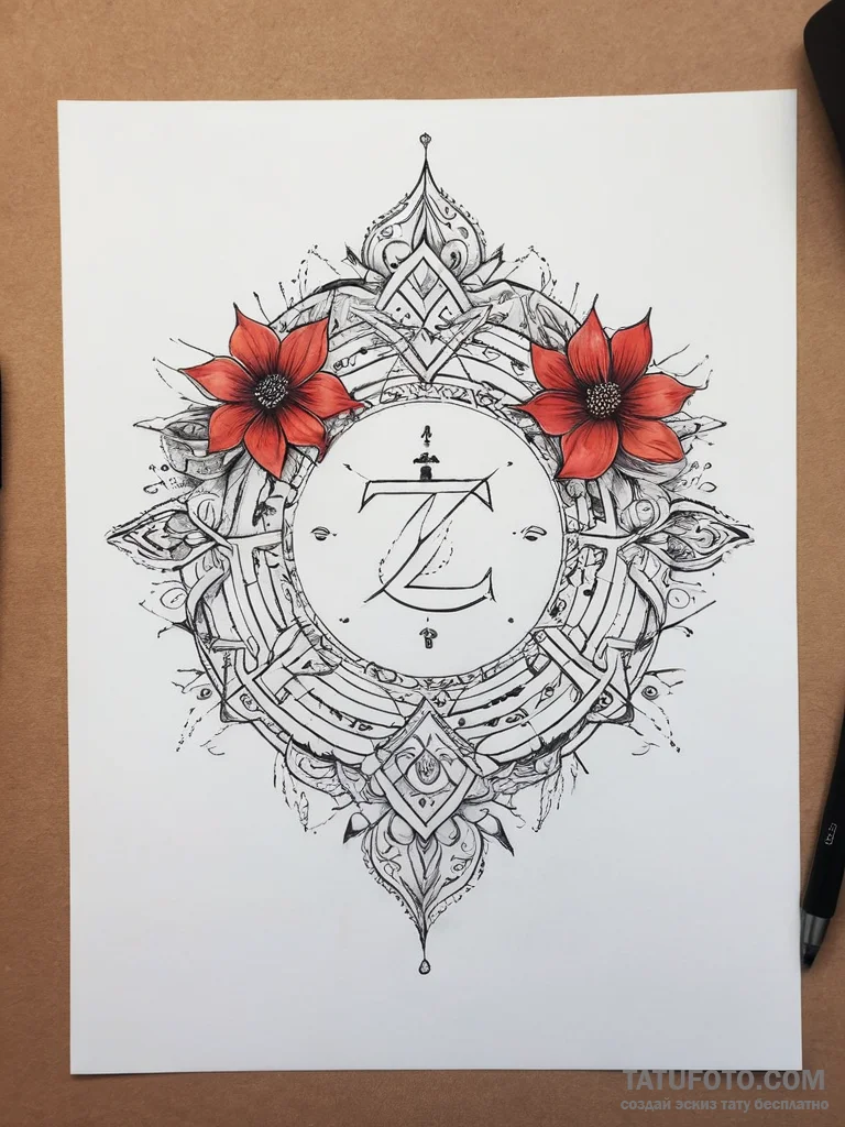 Tattoo design a floral arrangement forming th... - эскиз тату (№1753744367_0, 28.07.2025 23:12) — Tatufoto.com