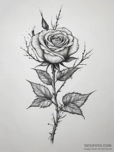 Tattoo sketch a thorny rose or a bramble, sym... - эскиз тату (№1753744559_0, 28.07.2025 23:15) — Tatufoto.com