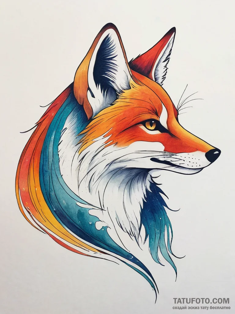 Tattoo sketch a flowing fox silhouette, grace... - эскиз тату (№1753744940_0, 28.07.2025 23:22) — Tatufoto.com