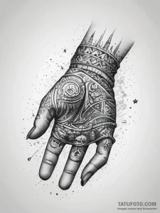 Tattoo sketch a gamer's hand reaching for a g... - эскиз тату (№1753745371_0, 28.07.2025 23:29) — Tatufoto.com