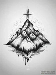 Mountains, tattoo line art, on a clean white... - эскиз тату (№1753748080_0, 29.07.2025 00:14) — Tatufoto.com