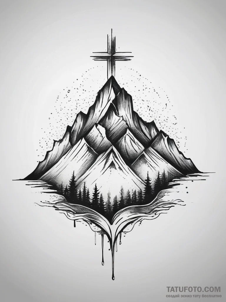 Mountains, tattoo line art, on a clean white... - эскиз тату (№1753748080_0, 29.07.2025 00:14) — Tatufoto.com