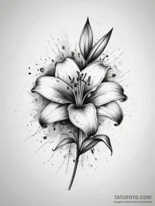 Tattoo sketch a single, elegant lily, with fi... - эскиз тату (№1753748849_0, 29.07.2025 00:27) — Tatufoto.com