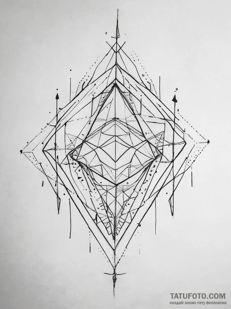 Tattoo sketch a subtle geometric pattern on t... - эскиз тату (№1753749616_0, 29.07.2025 00:40) — Tatufoto.com