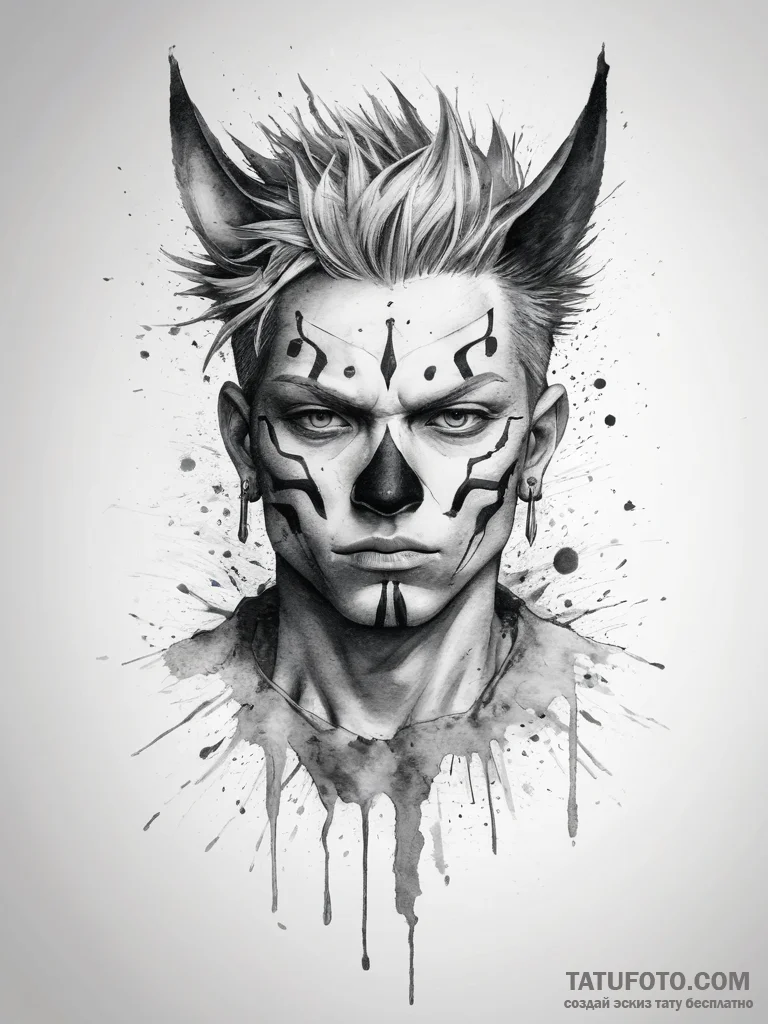 Sukuna's markings from jujutsu kaisen, concep... - эскиз тату (№1753750963_0, 29.07.2025 01:02) — Tatufoto.com