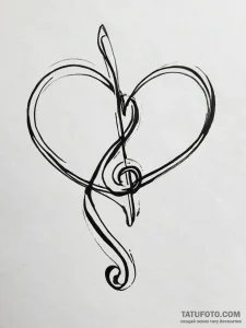 Tattoo design a music note forming a heart.,... - эскиз тату (№1753751156_0, 29.07.2025 01:05) — Tatufoto.com