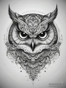 Tattoo design a powerful, unblinking owl's ey... - эскиз тату (№1753752895_0, 29.07.2025 01:34) — Tatufoto.com