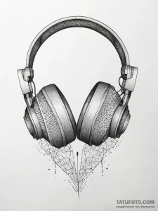 Headphones, tattoo sketch design, dotwork tat... - эскиз тату (№1753753089_0, 29.07.2025 01:38) — Tatufoto.com