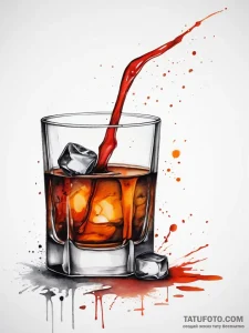 A glass of whiskey on the rocks, with condens... - эскиз тату (№1753754050_0, 29.07.2025 01:54) — Tatufoto.com