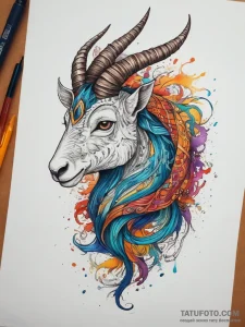 Tattoo design a capricorn goat-fish, half cov... - эскиз тату (№1753754632_0, 29.07.2025 02:03) — Tatufoto.com
