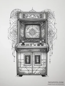 Tattoo design a classic arcade cabinet glowin... - эскиз тату (№1753755022_0, 29.07.2025 02:10) — Tatufoto.com