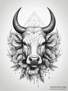Tattoo design a taurus bull's head emerging f... - эскиз тату (№1753755413_0, 29.07.2025 02:16) — Tatufoto.com