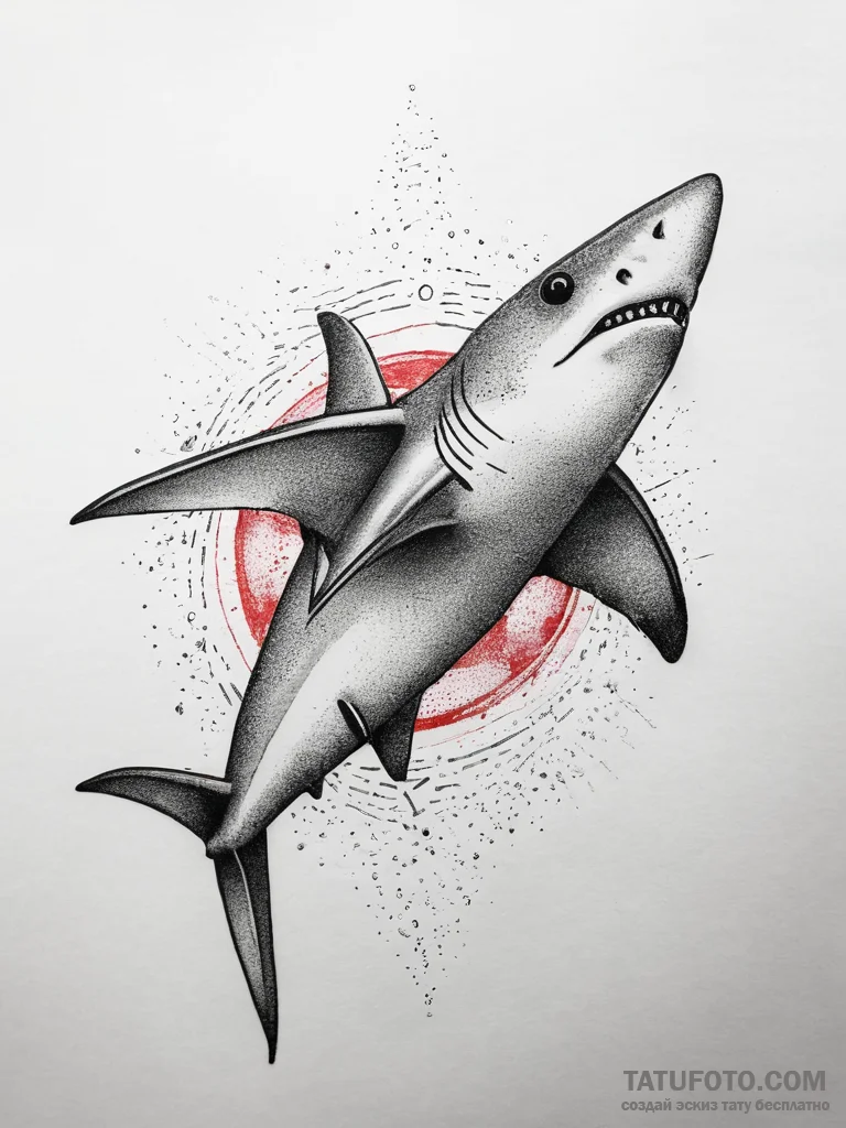 Hammerhead shark, tattoo sketch design, dotwo... - эскиз тату (№1753755800_0, 29.07.2025 02:23) — Tatufoto.com