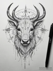 Tattoo design a zodiac symbol as if drawn in... - эскиз тату (№1753755991_0, 29.07.2025 02:26) — Tatufoto.com