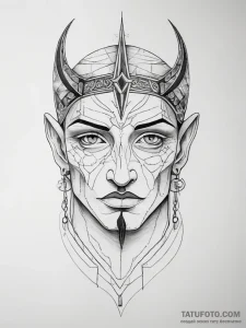 Tattoo design: a dark, atmospheric portrait o… — эскиз тату (№1753757546_0, 29.07.2025 02:52) — Tatufoto.com