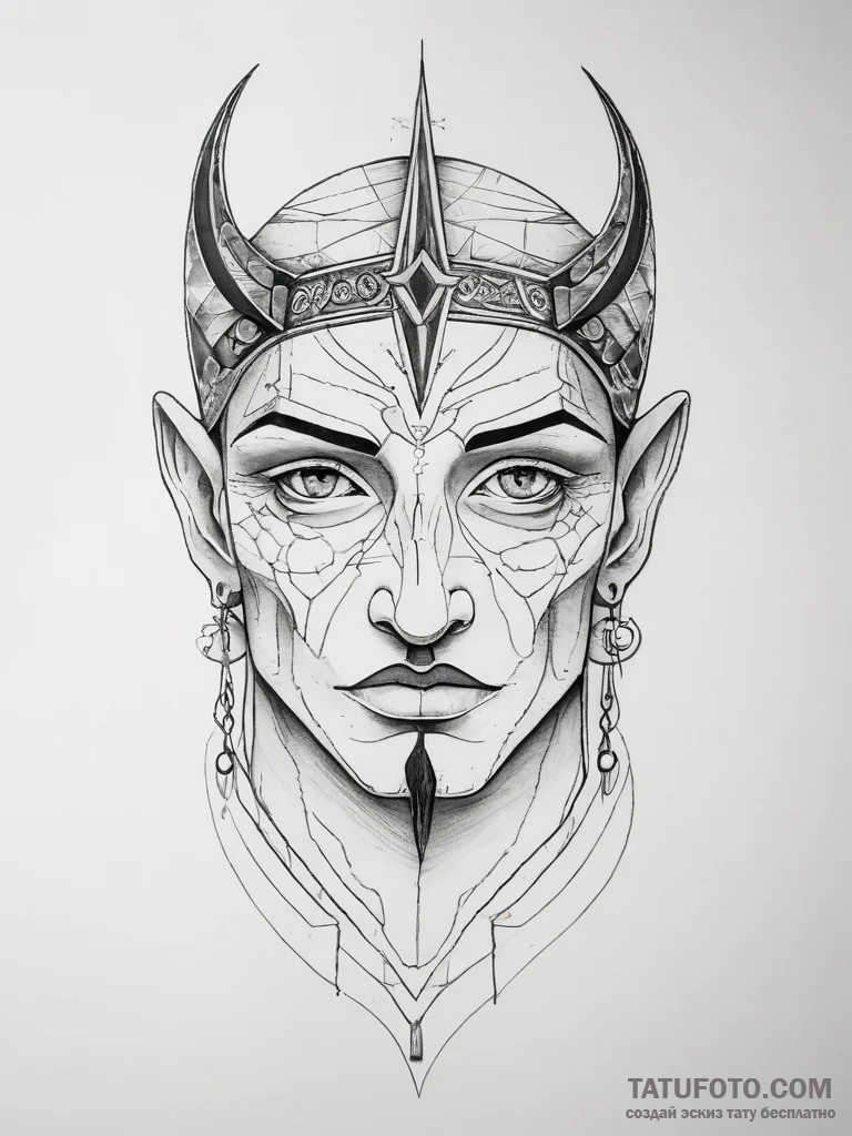 Tattoo design: a dark, atmospheric portrait o... - эскиз тату (№1753757546_0, 29.07.2025 02:52) — Tatufoto.com
