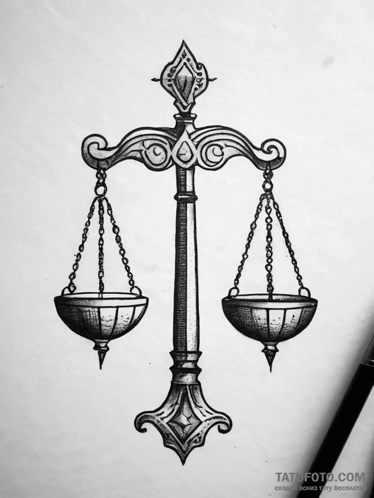 Tattoo sketch libra's scales, realistically d... - эскиз тату (№1753757740_0, 29.07.2025 02:55) — Tatufoto.com