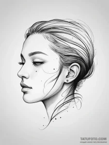Tattoo sketch a subtle profile of a face in t… — эскиз тату (№1753758903_0, 29.07.2025 03:15) — Tatufoto.com