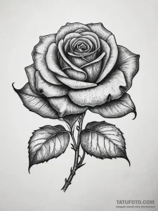 Tattoo sketch a single rose with two intertwi… — эскиз тату (№1753759683_0, 29.07.2025 03:28) — Tatufoto.com