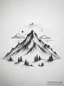 Tattoo sketch a pixelated mountain range with… — эскиз тату (№1753760651_0, 29.07.2025 03:44) — Tatufoto.com