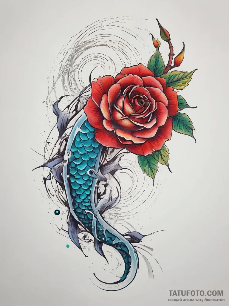Tattoo design a single, resilient rose with t... - эскиз тату (№1753762017_0, 29.07.2025 04:06) — Tatufoto.com