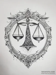Tattoo sketch libra's scales with a small, st... - эскиз тату (№1753762211_0, 29.07.2025 04:10) — Tatufoto.com