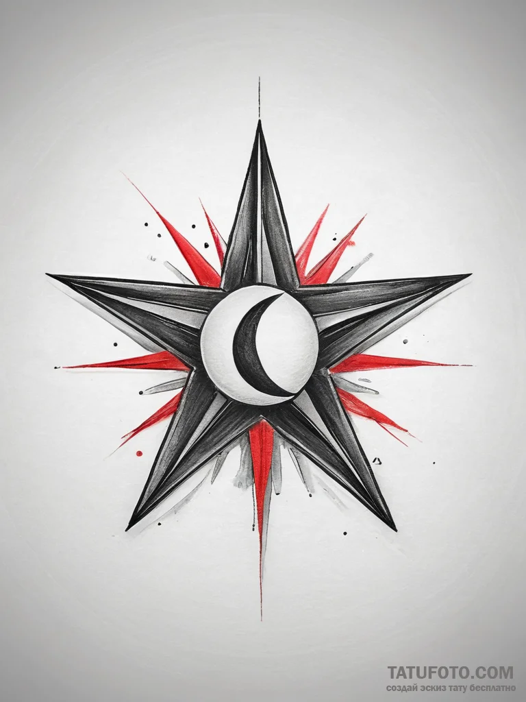 Tattoo design a small, simple star or moon.,... - эскиз тату (№1753762991_0, 29.07.2025 04:23) — Tatufoto.com